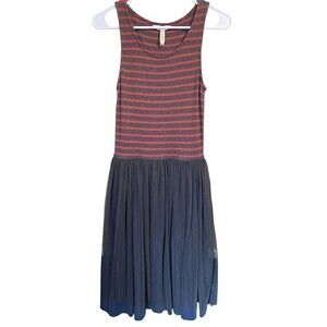 MATILDA Jane TWAS THE NIGHT Dress Tank Tulle Striped Red Gray Women's XS